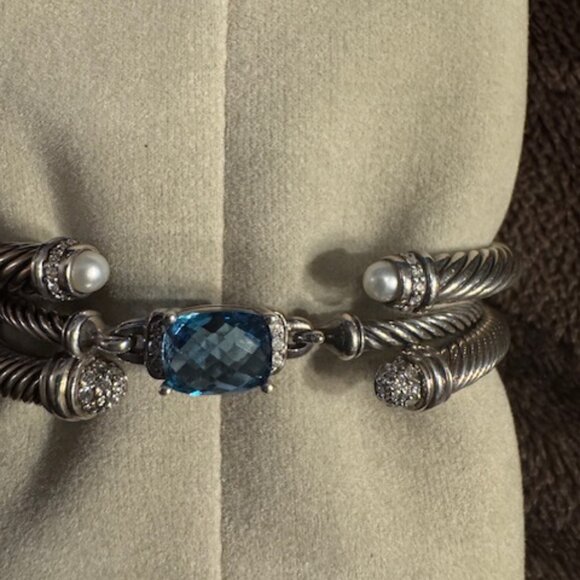 David Yurman Cable Classics Bracelet-Pearl Cuff with Diamonds - Picture 7 of 7